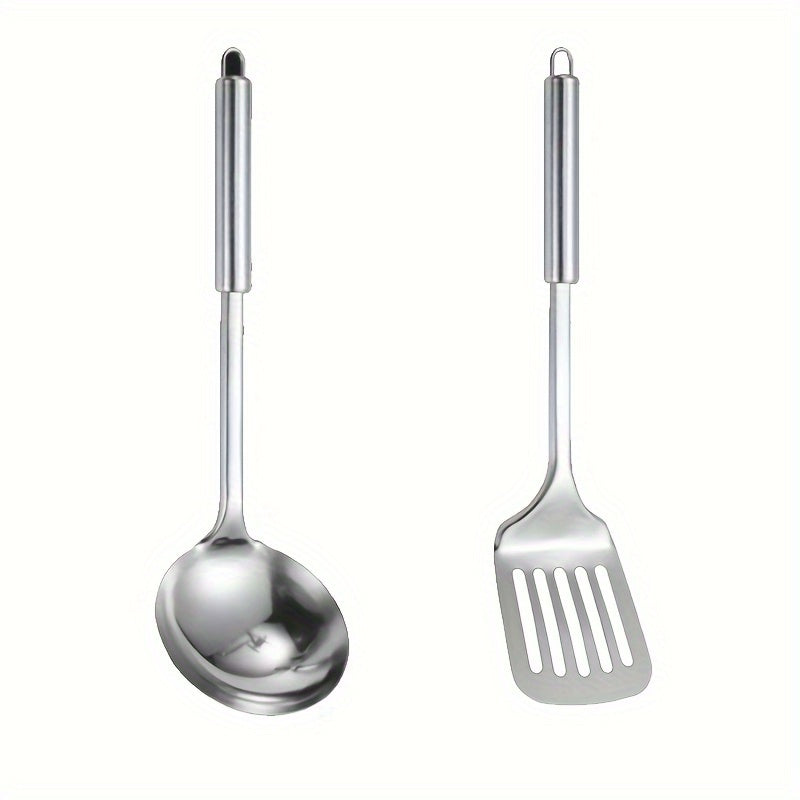 Set de Utensilios de Cocina de Acero Inoxidable - Espátula y Cucharón