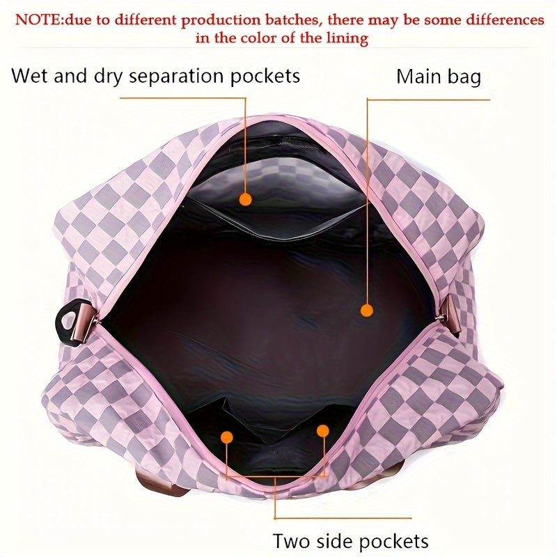 Bolso de Mano Grande con Compartimento para Zapatos y Múltiples Bolsillos