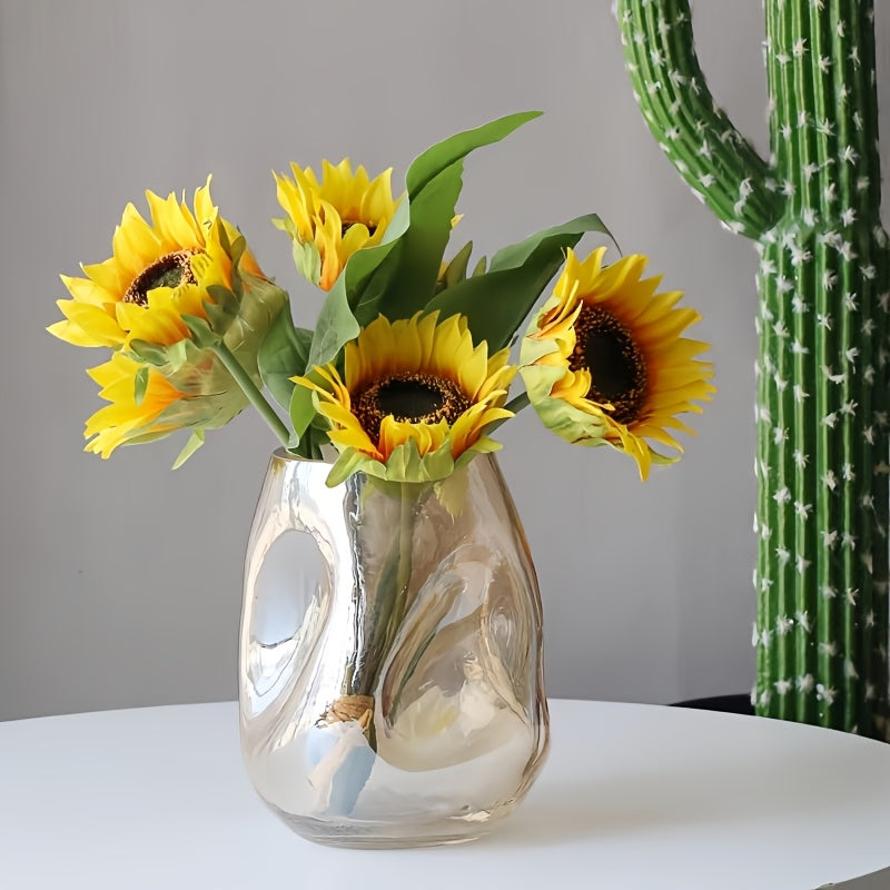 Jarrón de Cristal Redondo Contemporáneo para Rosas y Lirios