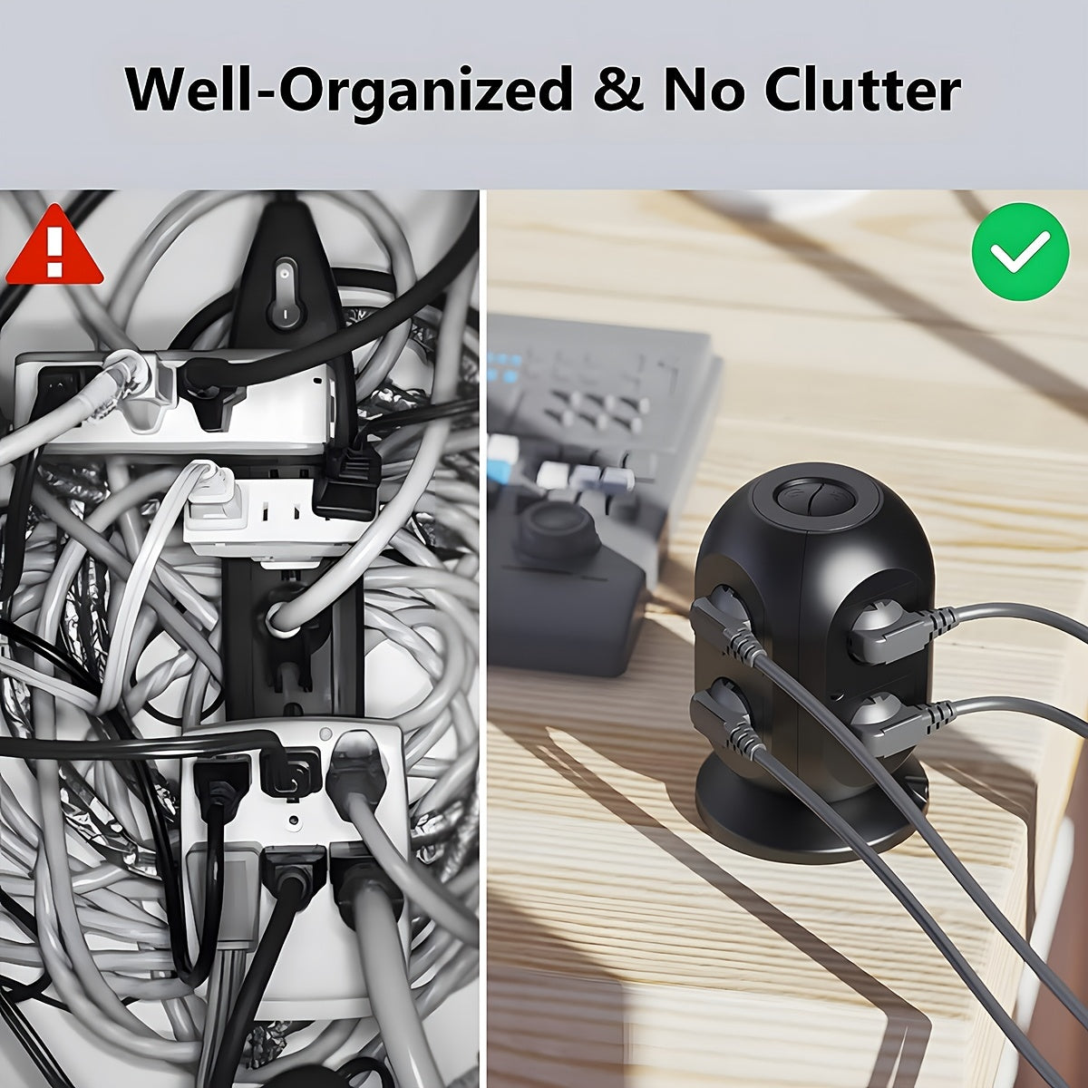 Torre de Enchufes 12 Tomas con 4 USB y Protección Sobretensión