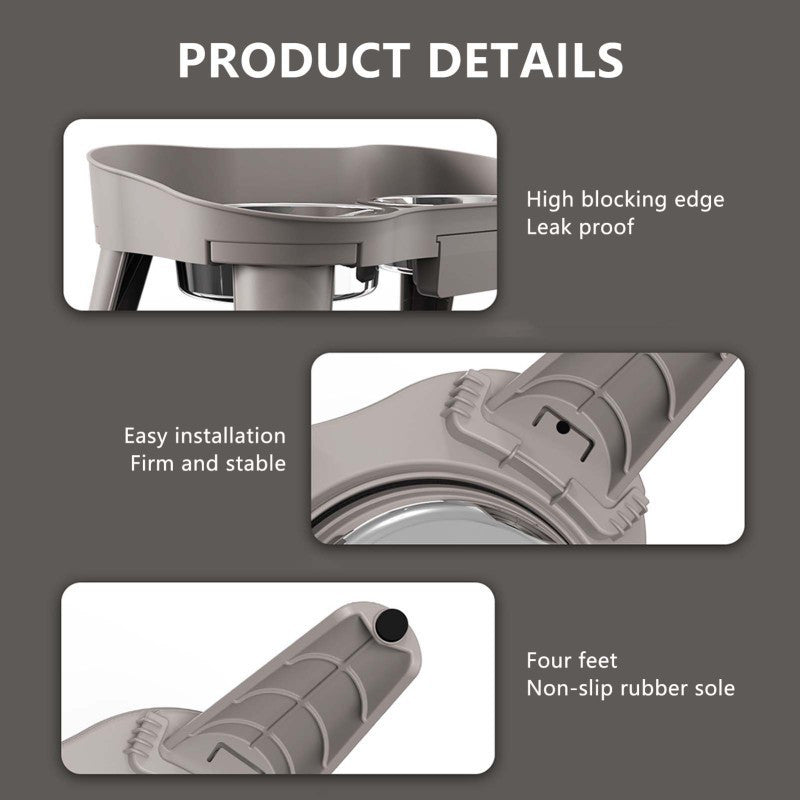 Comedero Elevado de Acero Inoxidable Antideslizante para Mascotas (M)