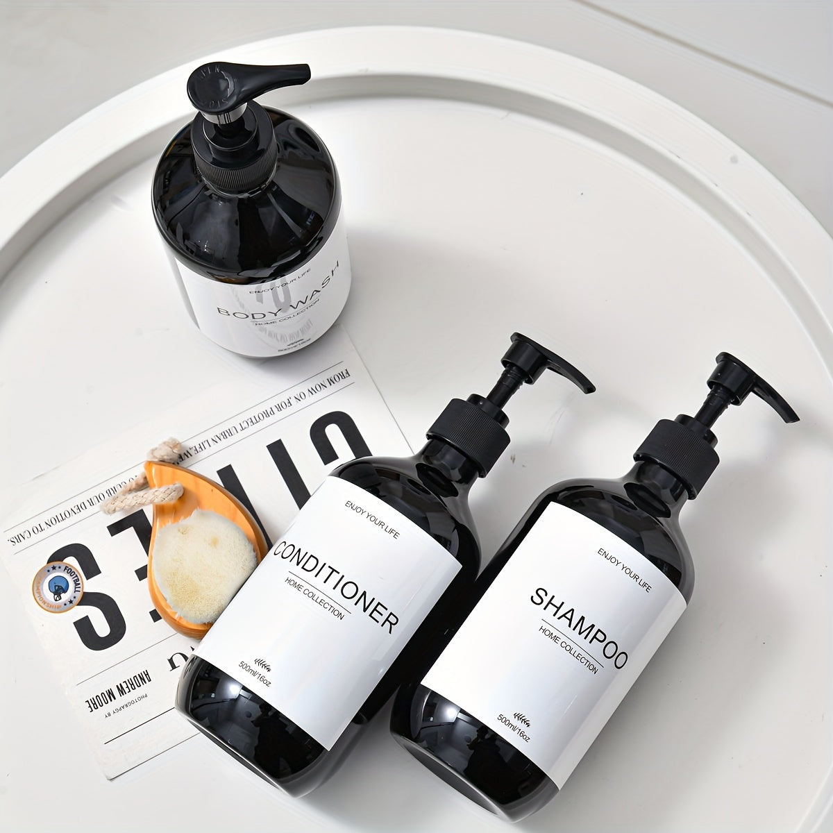 Set de Dispensadores de Champú Recargables 500 ml (3 piezas)