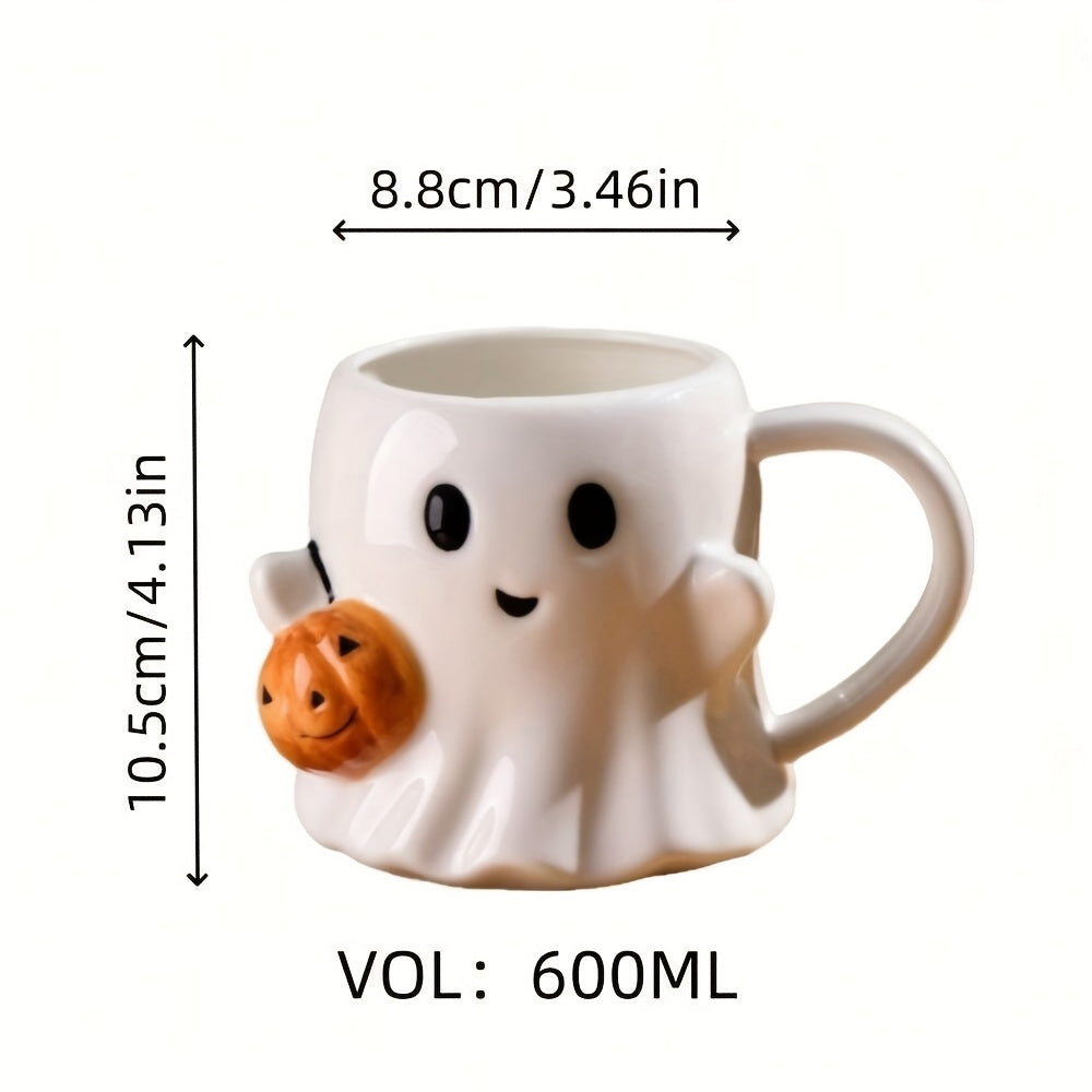 Taza de Cerámica Halloween 600ml Calabaza y Fantasma