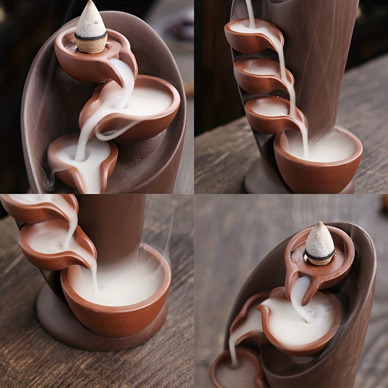 Quemador de Incienso de Cerámica en Cascada para Aromaterapia