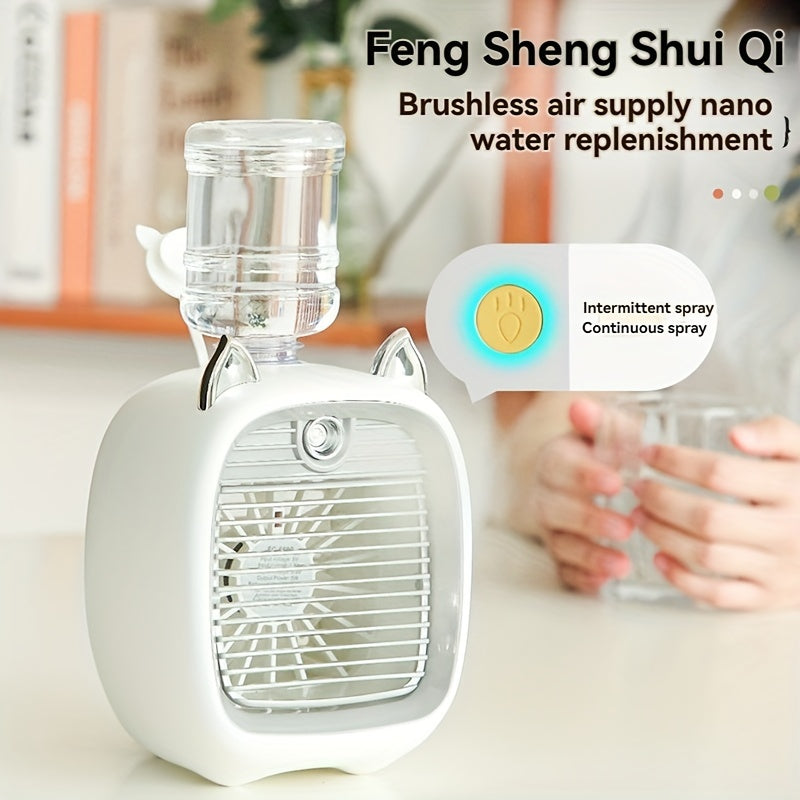 Ventilador Portátil USB con Humidificador, Batería Recargable