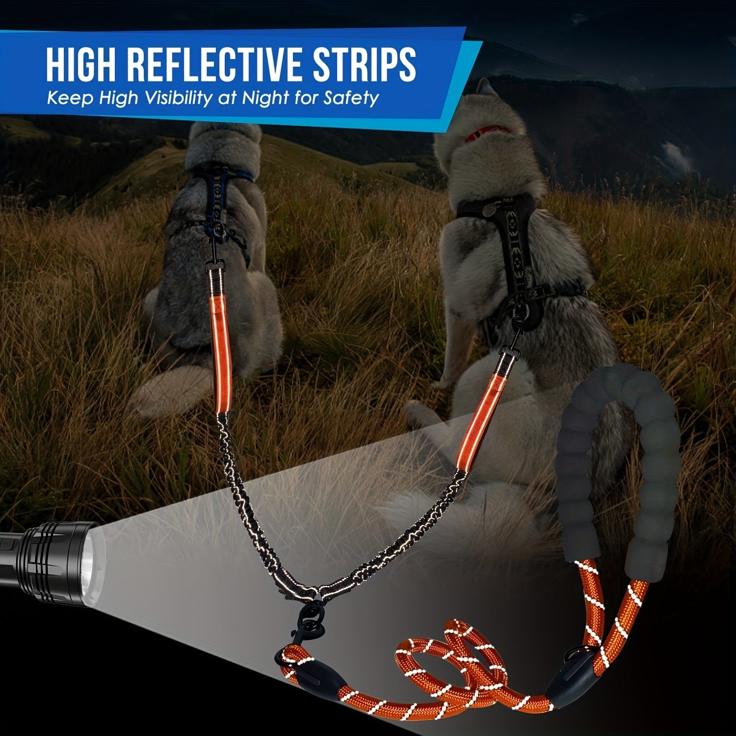 Correa Doble Reflectante para Perros Grandes con Tecnología Antitirones
