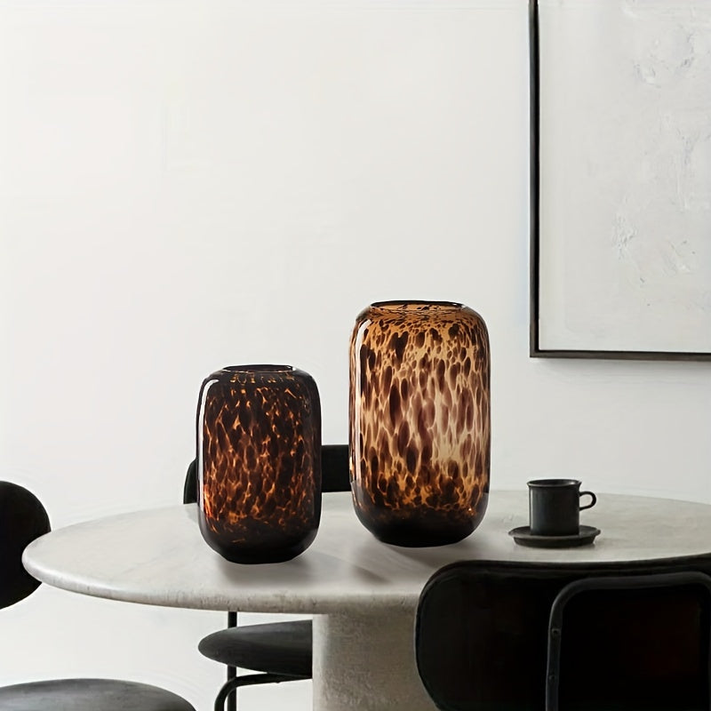 Jarrón de Cristal con Estampado Leopardo Art Deco