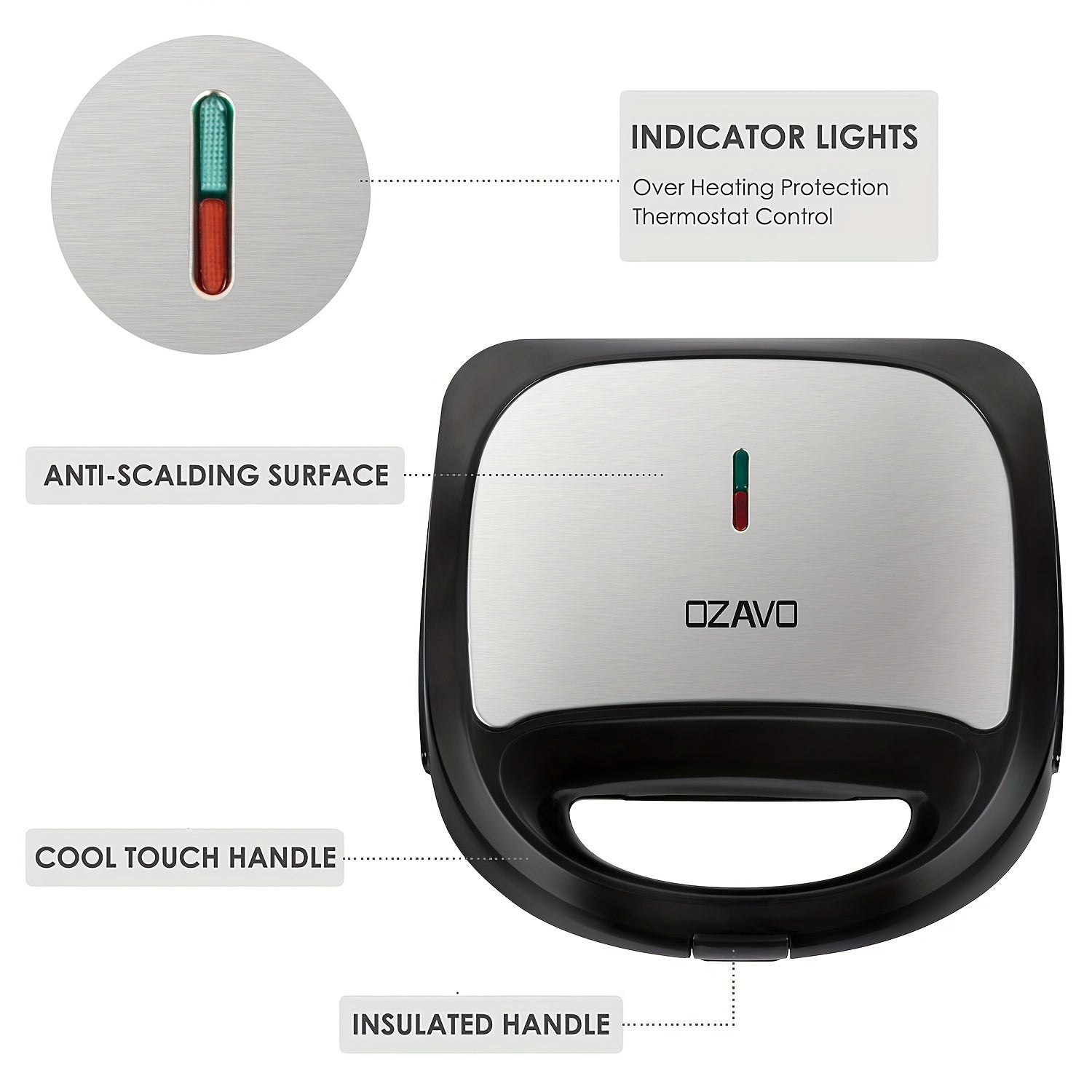 Sandwichera 3 en 1 con Placas Intercambiables, 750W