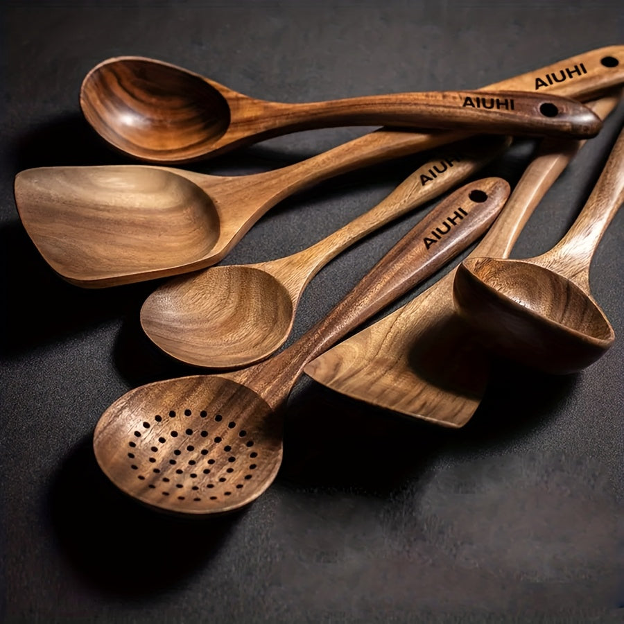 Set de cucharas y utensilios de cocina de madera
