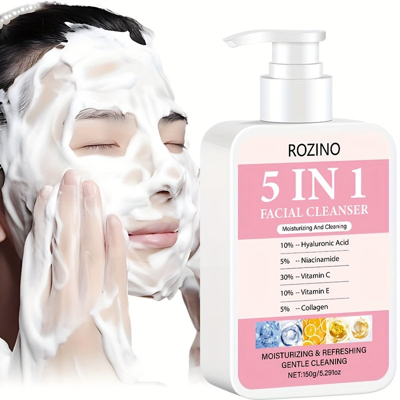 Limpiador Facial 5 en 1 ROZINO, 150g - Hidratante y Refrescante