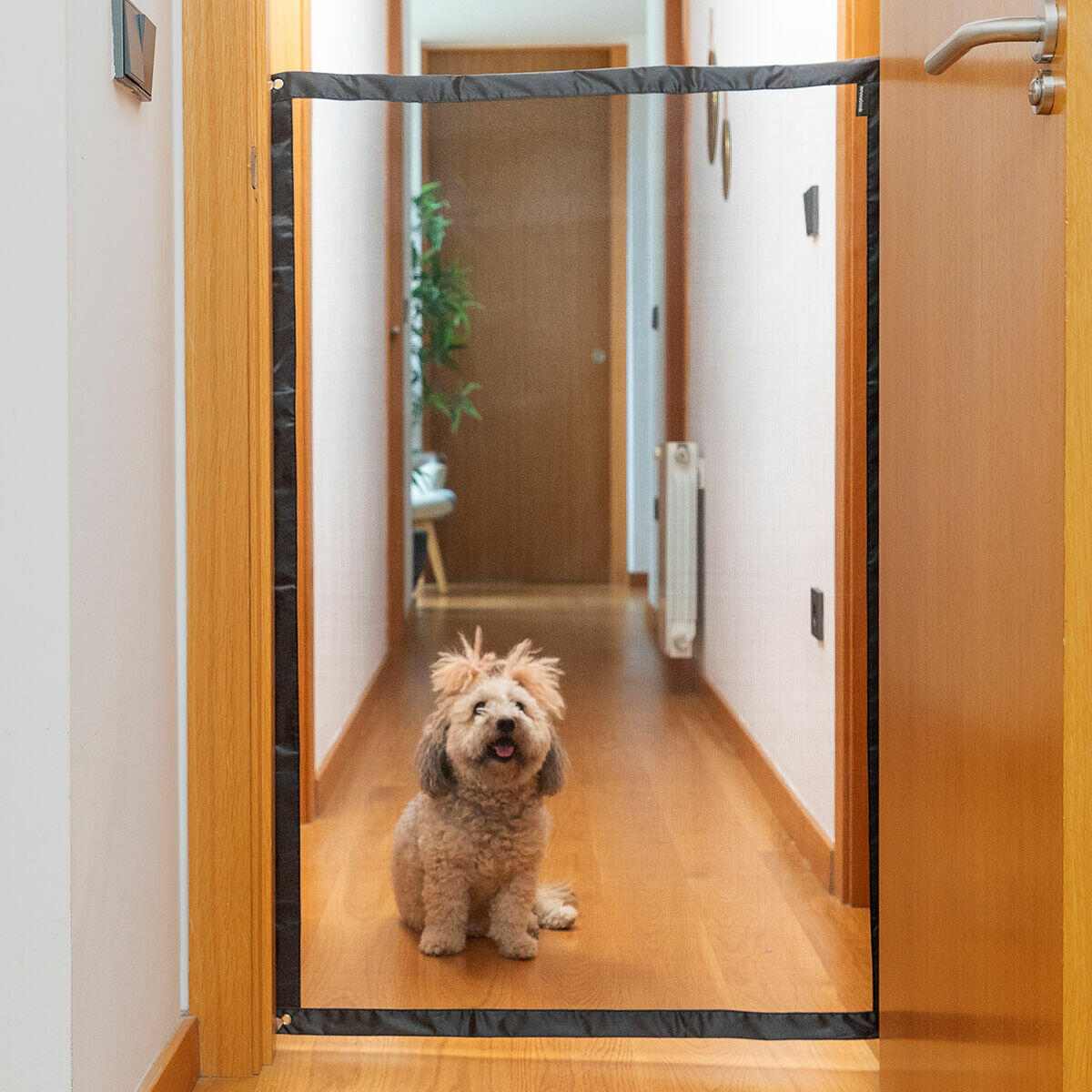 Red de seguridad para mascotas con instalación adhesiva