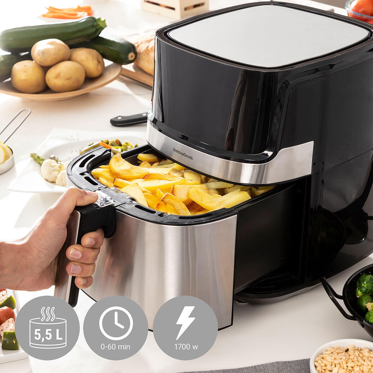 5.5L air fryer with 8 programs and 360º technology 