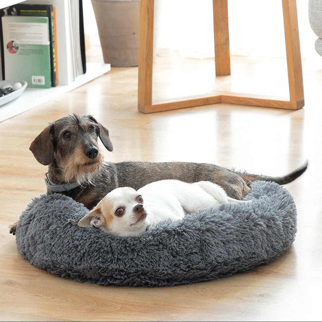 Cama redonda antiestrés para mascotas